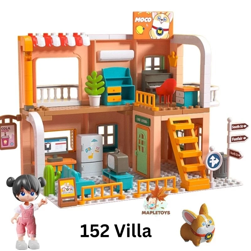 Doll House Building Blocks 152 pcs compatible Duplo Feelo Genius Architect Villa Large house children's toys