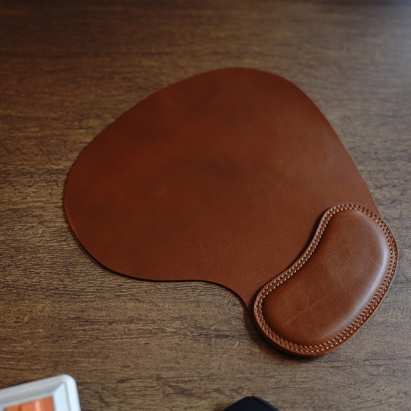First Layer Cowhide Simple Leather Wrister Protective Mouse Pad
