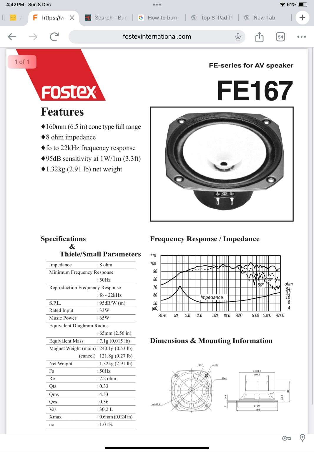 Fostex FE167E Full range driver
