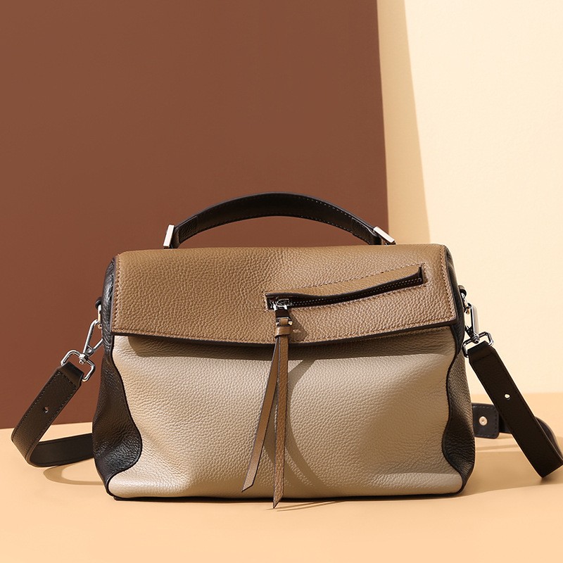 Cowhide Portable Messenger Handbag