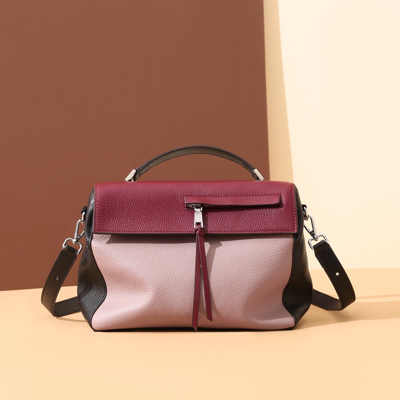 Cowhide Portable Messenger Handbag