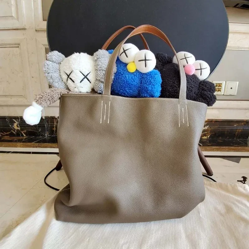 Double-sided Head Layer Cowhide Tote Bag Large Capacity