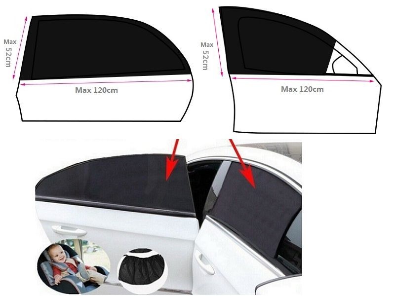 4pcs/set Car Front & Rear Side Window Sun Shade Cover
