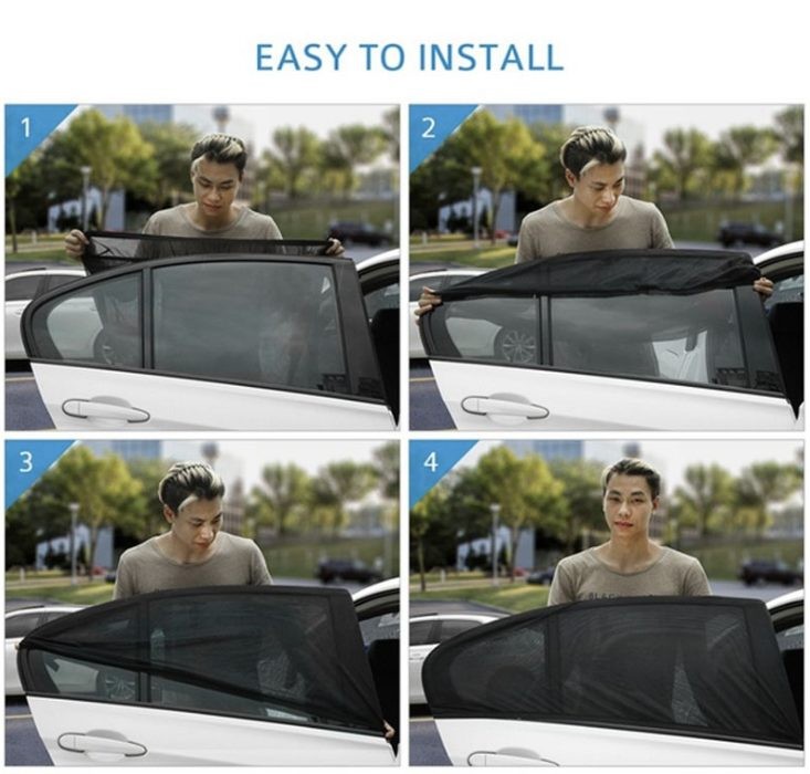 SUV Pickup-Truck Front & Rear Side Window Sun Shade Cover Visor Mesh Shield