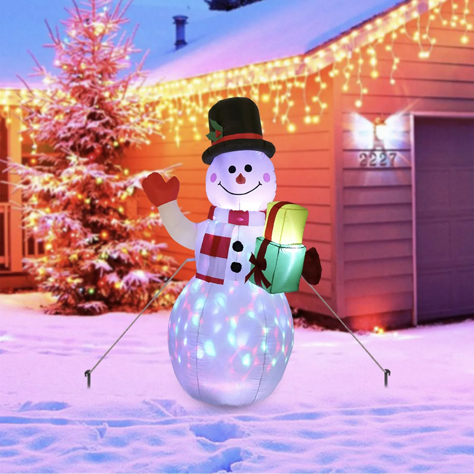 Christmas LED Lights Glowing Santa Tree
