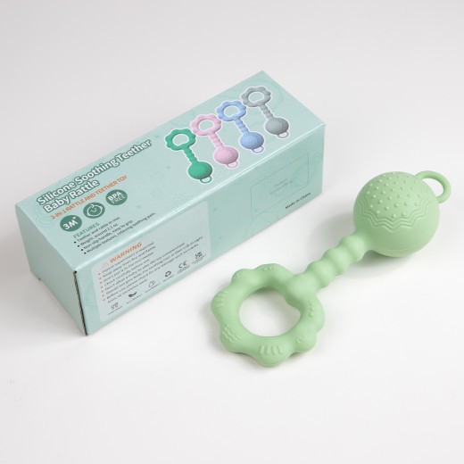 Baby Teether Silicone Rattle Can Make Sound Teether Toys Baby Teether Stick Handbell