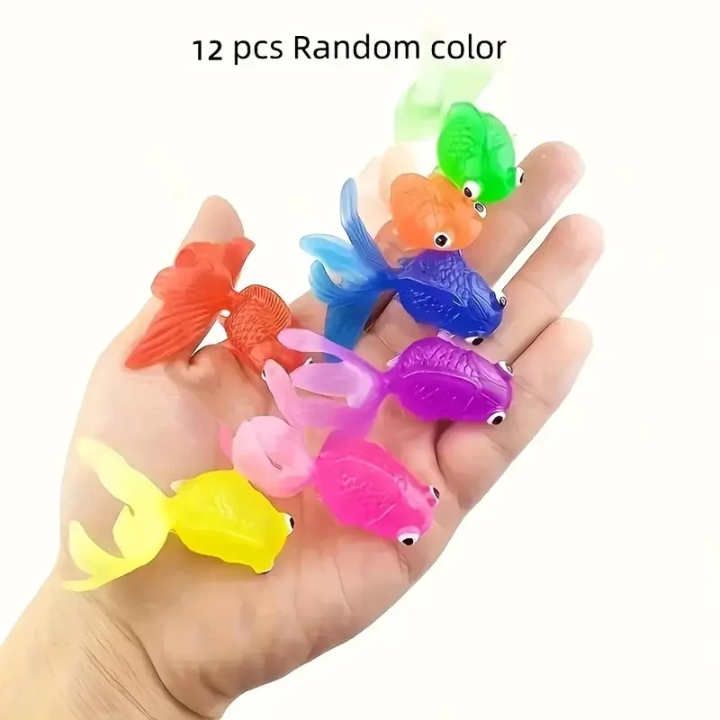 12-Pack Floating Rubber Goldfish Toys