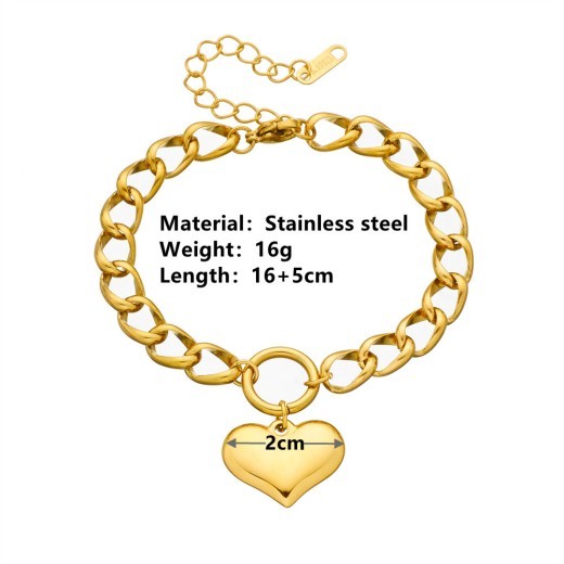 Stainless Steel Fashion Personality Simple Punk Retro Hip-hop High Temperament Round Chain Titanium Steel Metal Bracelet Fashion Jewelry