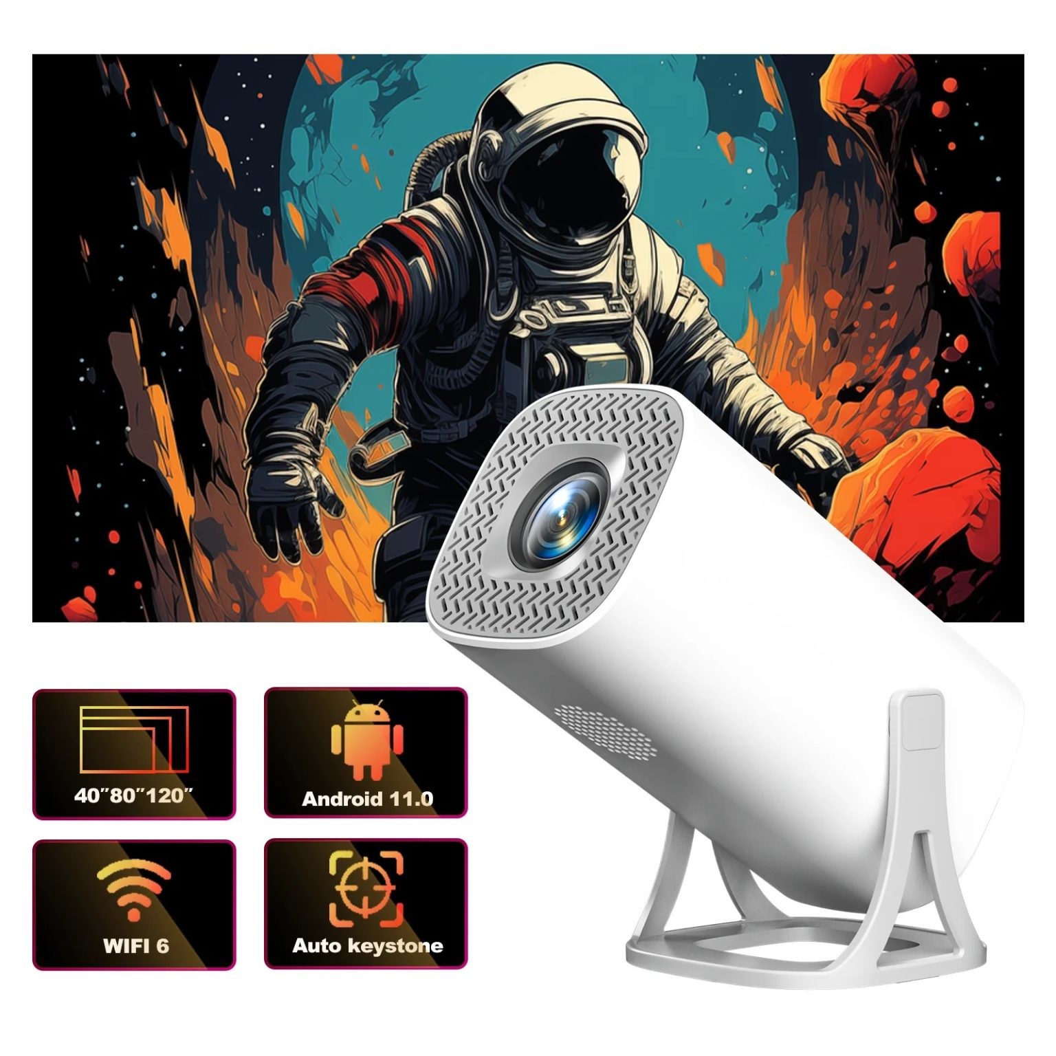 New 4kAndroid 11 Mini Projector 4K 1080P 2.4G/5GWIFI BT5.0 1280*720P Home Cinema