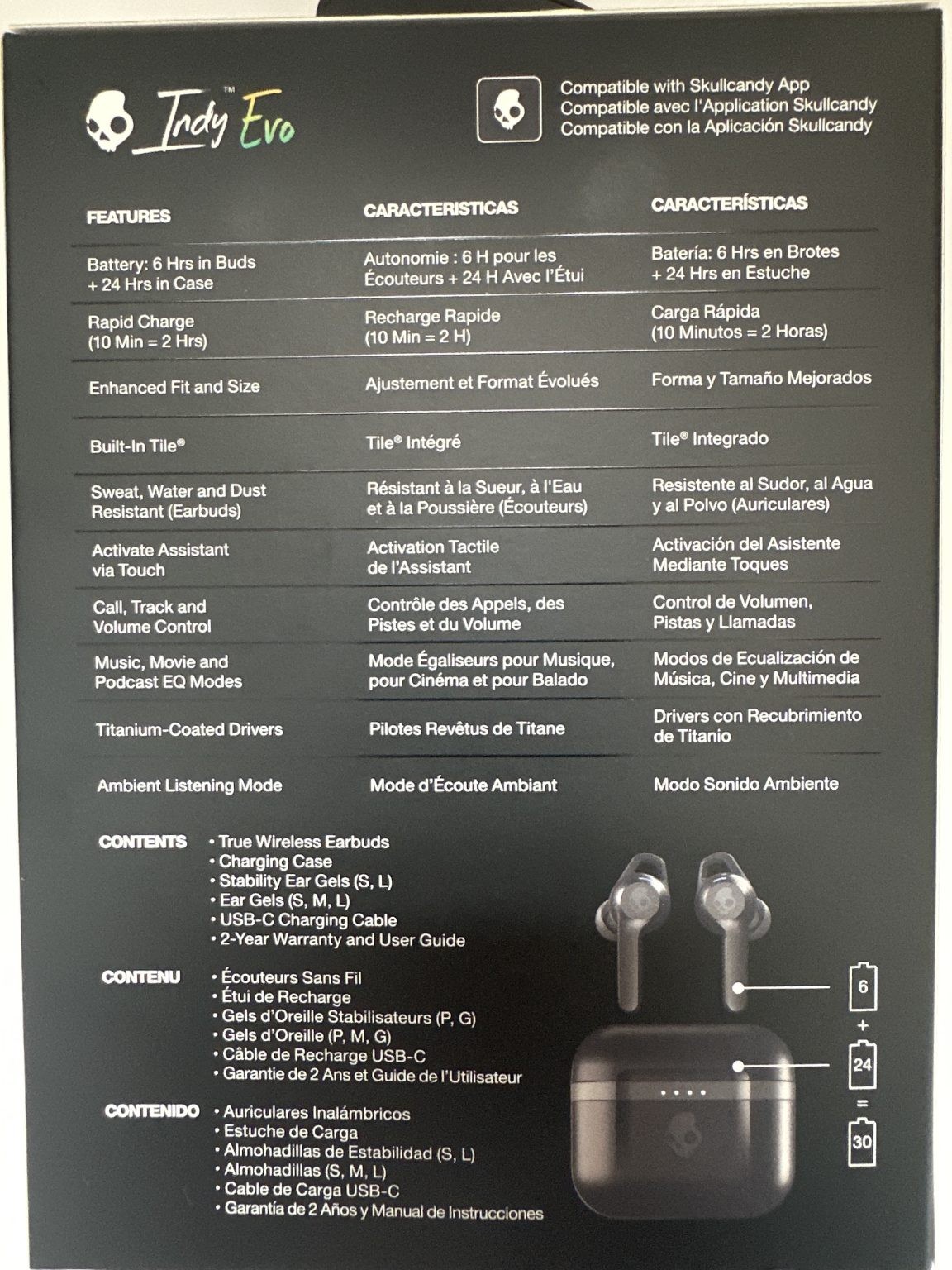 Skullcandy Indy Evo Wireless Earphones Black