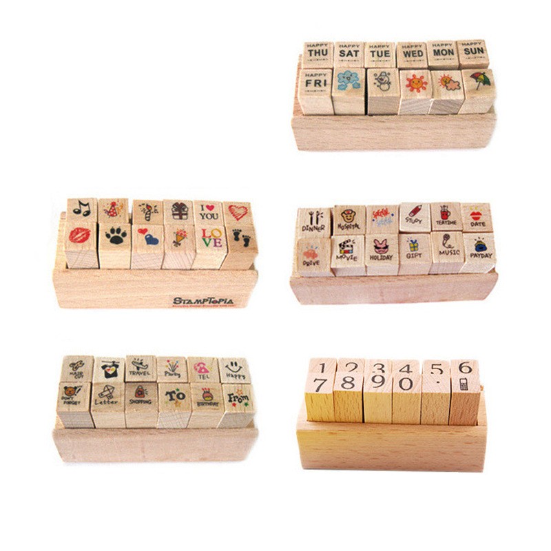 Diary Decoration Diary Wooden Seal Wood Box 5 Options