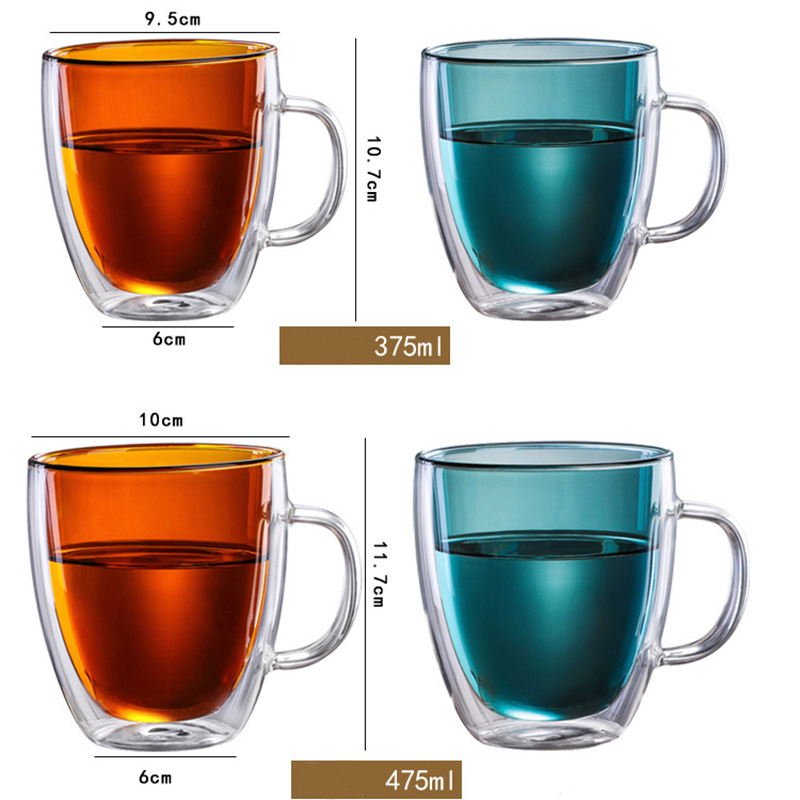 High borosilicate glass double cup coffee cup