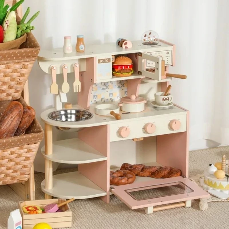 Wooden Kitchen With Coffee Maker/Wooden Kitchen Child With Coffee Machine