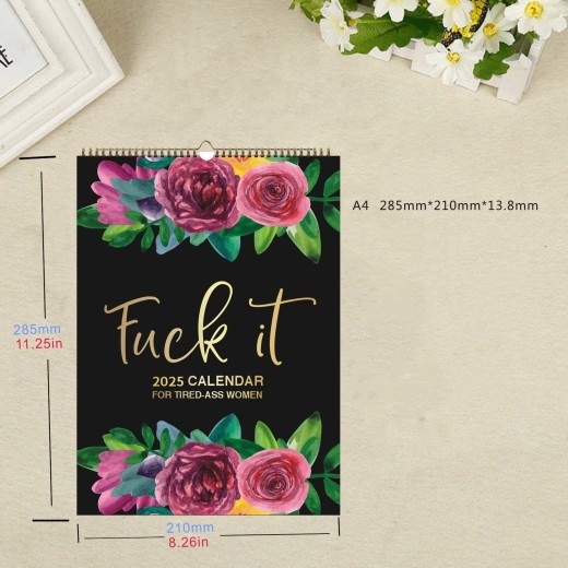 2024 Calendar For Tired-Ass Women Paper With Coil Hanging Calendar Time Planning Wall Calendar Indoor New Years Gifts For Home