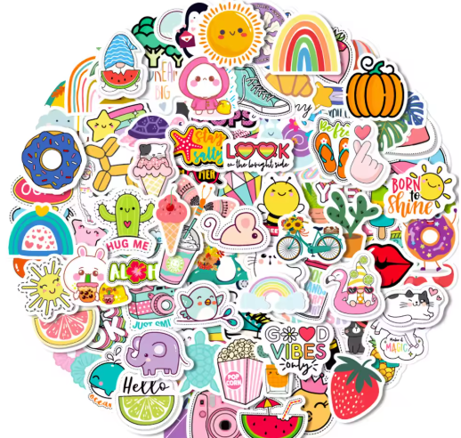 100pcs Kawaii Cute Sticker Vsco Live Aesthetics for Kid Colorful Sticker DIY Laptops Water Bottles Phones Decorative Stickers