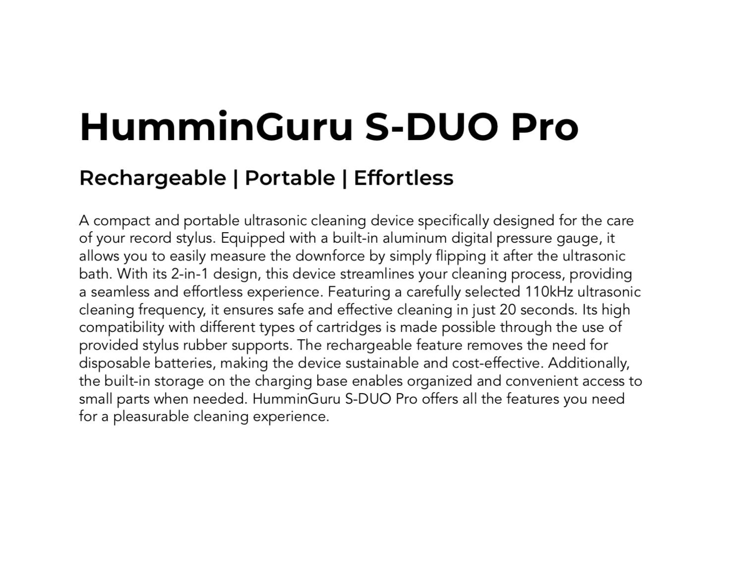 HumminGuru S-DUO Pro Ultrasonic Stylus Cleaner & Digital Gauge