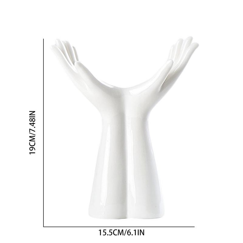 Nordic Style Ceramic Hand Vase - Modern Creative Flower Arrangement Vase for Home, Office, Desktop, and Living Room Decor