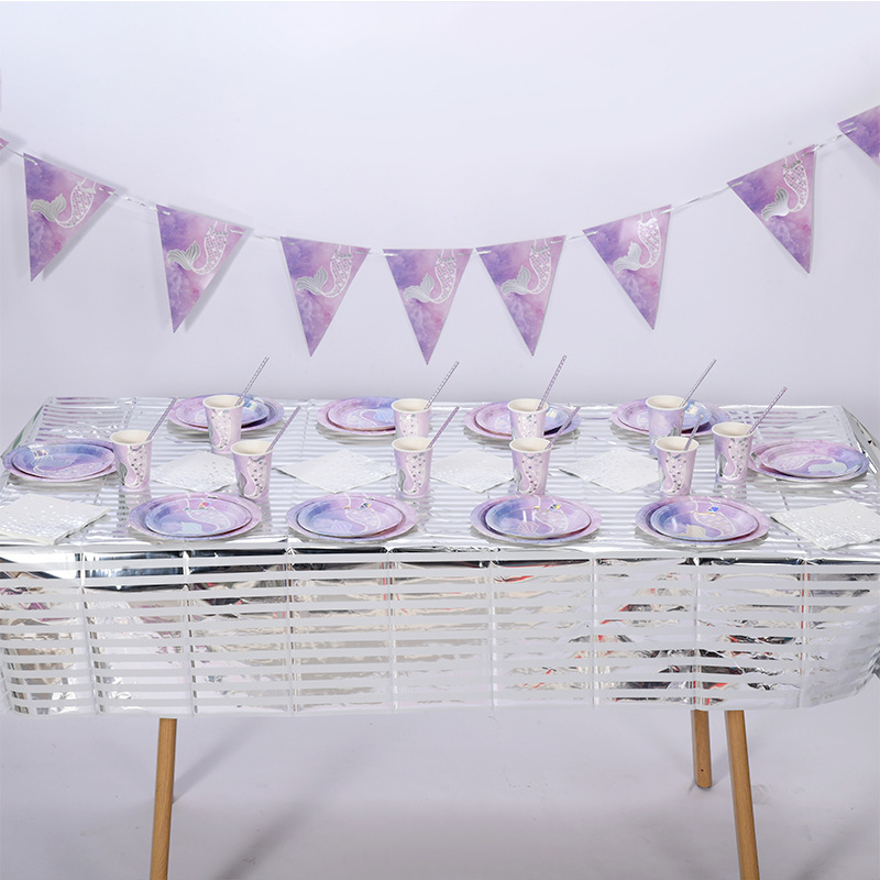 Mermaid Tableware Supplies Creative Fishtail Paper Cup Paper Plate