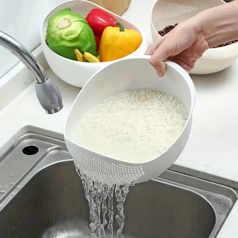 Plastic Rice Washing Bowl - Strainer