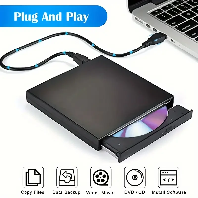 External CD DVD Drive, USB 2.0 Slim Portable