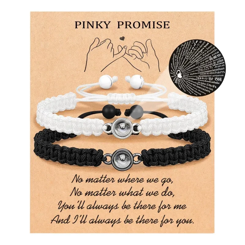 Projection Stone Bracelet Suit Hand-woven Couple Bracelet Adjustable Bracelet