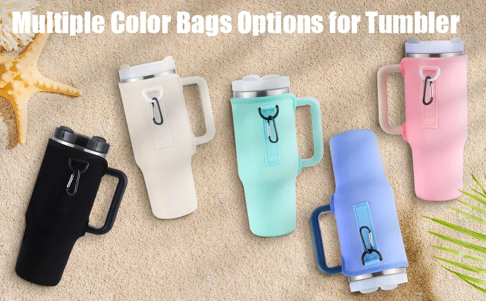Slok Water Bottle Carrier Bag, Compatible With 40oz Tumbler With Handle, Modern Water Bottle Holder With Simple Adjustable Strap For Outdoor Walking Hiking Travelling Sports-Blue Purple