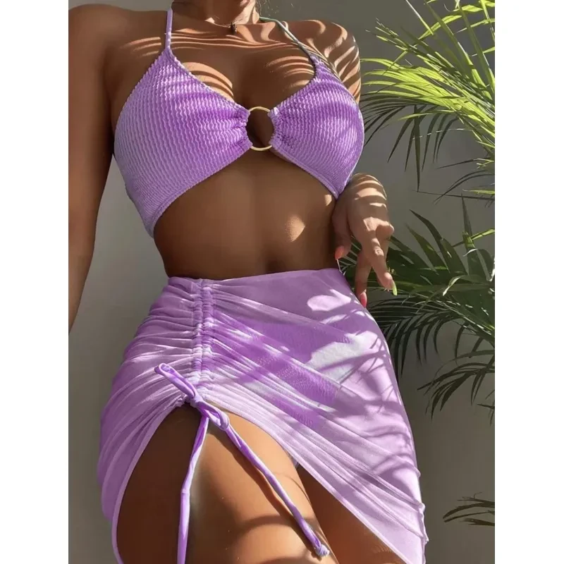3pcs Halter Bikini Summer Fashion Beach Swimsuit For Women