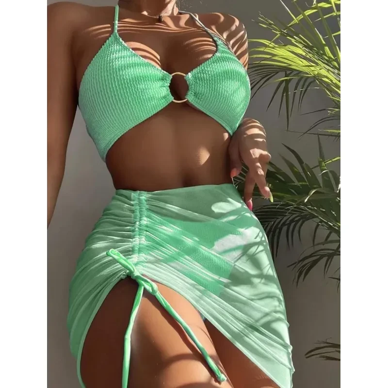 3pcs Halter Bikini Summer Fashion Beach Swimsuit For Women