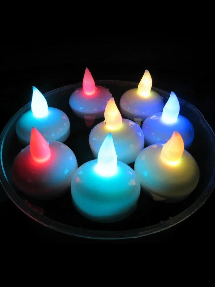 12Pcs Flickering Flameless LED Candles - Waterproof Floating Tea Lights