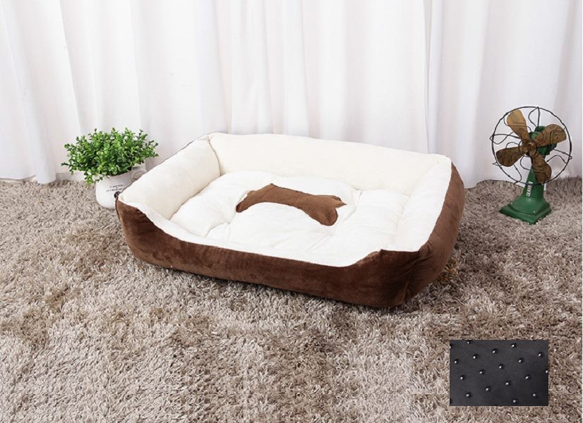XXS (45X31X15CM) Soft Fleece Fabric Pet Bed Bone Beige