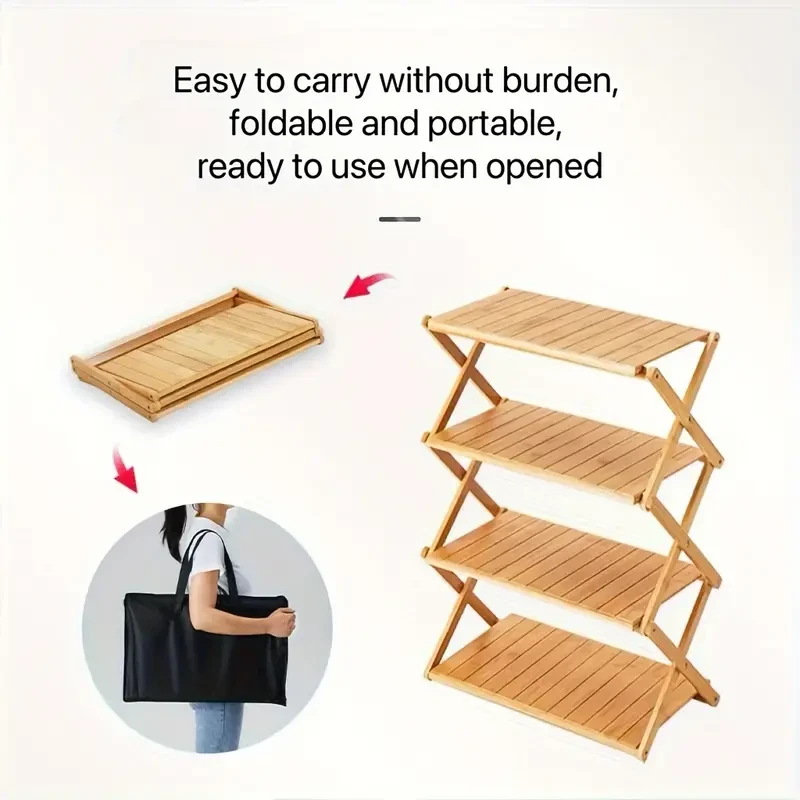 Portable Bamboo Folding Storage Rack