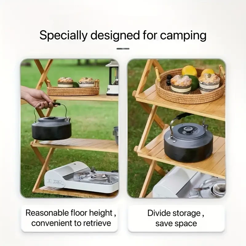 Portable Bamboo Folding Storage Rack