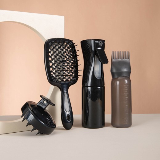 High Pressure Spray Bottle Cleaning Silicone Shampoo Brush Hollow Comb Hair Care Hair Dyeing Comb Suit