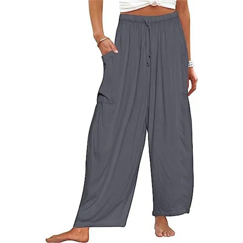 Summer Wide Leg Pleated Pants Women's  Clothing