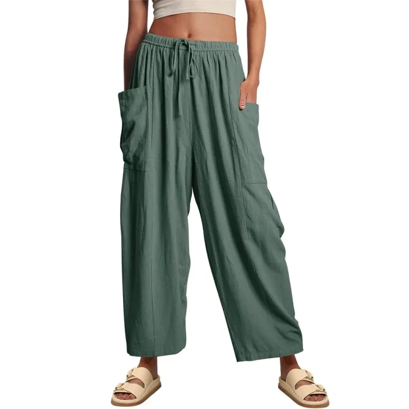 Summer Wide Leg Pleated Pants Women's  Clothing