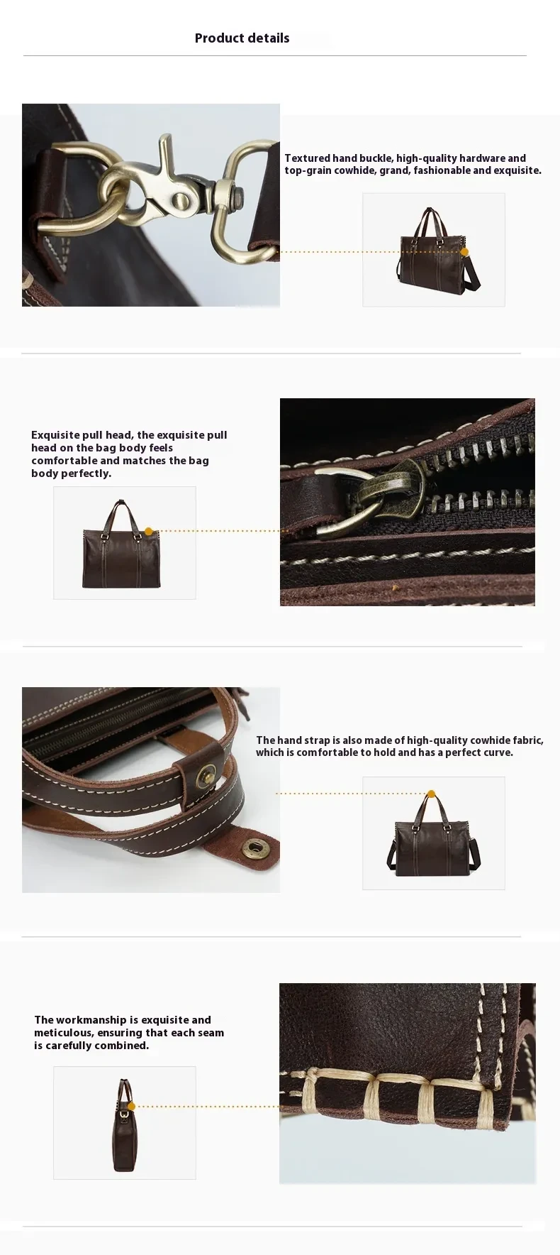 First Layer Cowhide Oily Leather Shoulder Messenger Bag