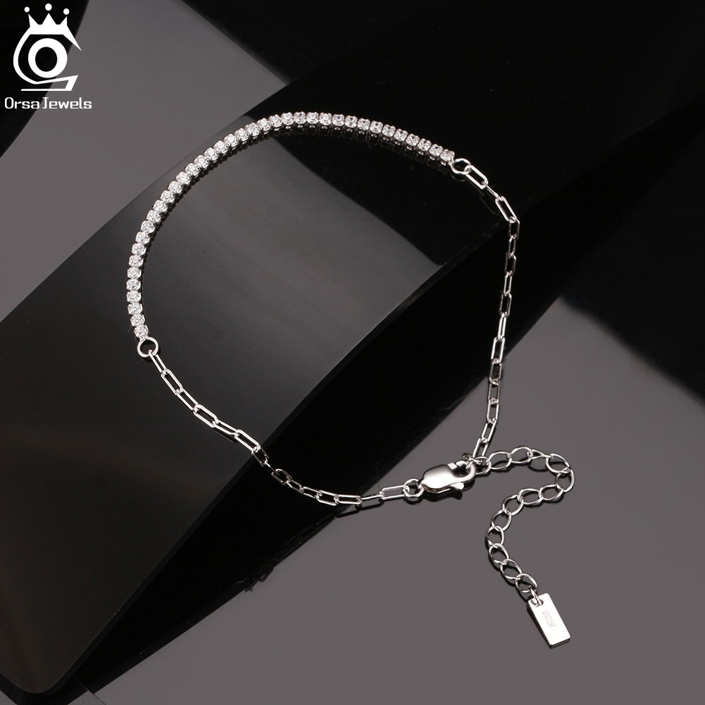 ORSA JEWELS 14K Gold Plated Paperclip Chain Tennis Bracelet