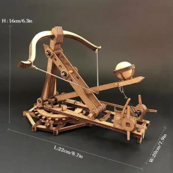 3D Wooden Puzzles for Adults Wooden Model Kits - 1pc Maroon Wooden Catapult Model Kit