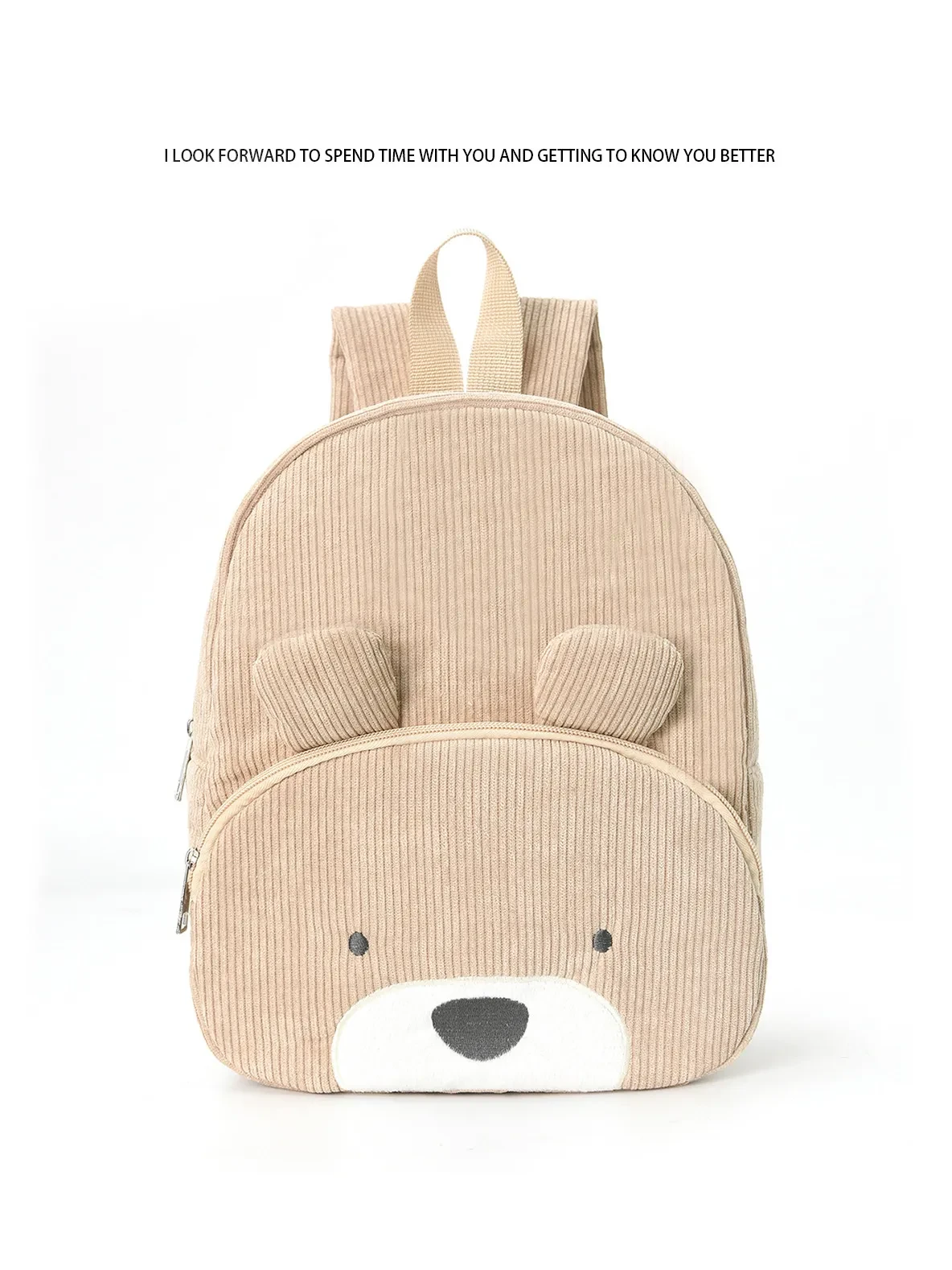 Embroidered Cute Bear Backpack Corduro