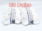 (60 Pairs) Thin Ankle Socks - WHITE - M7-11/ W8-12