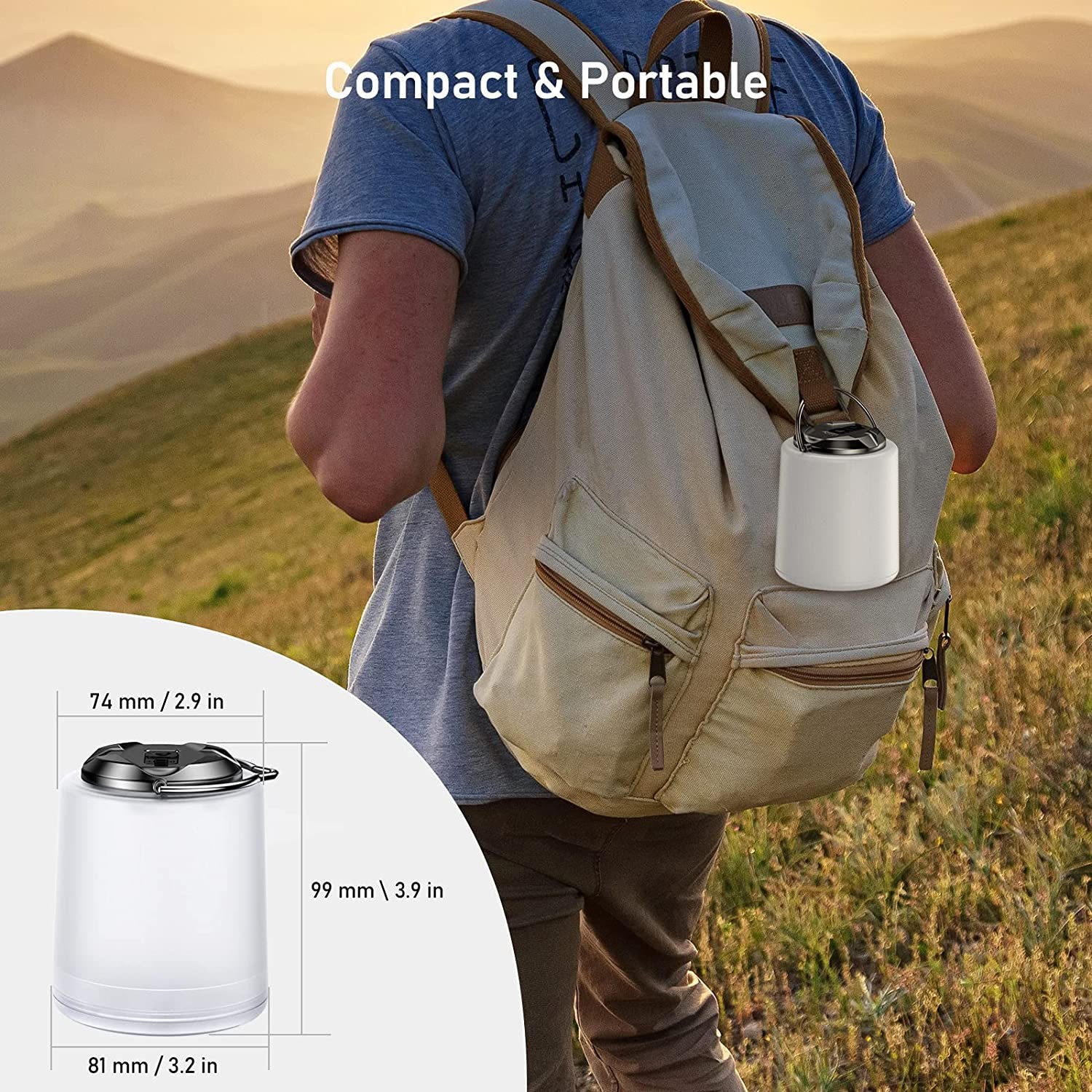 Rechargeable Camping Light Flashlight Lantern - 3000K Warm White Light Waterproof LED Flashlight for Camping and Hiking Supplies