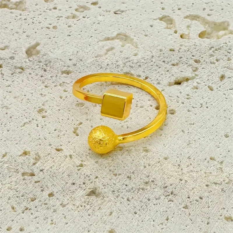 Elegant Gold-Plated Brass Open Cuff Bangle & Ring