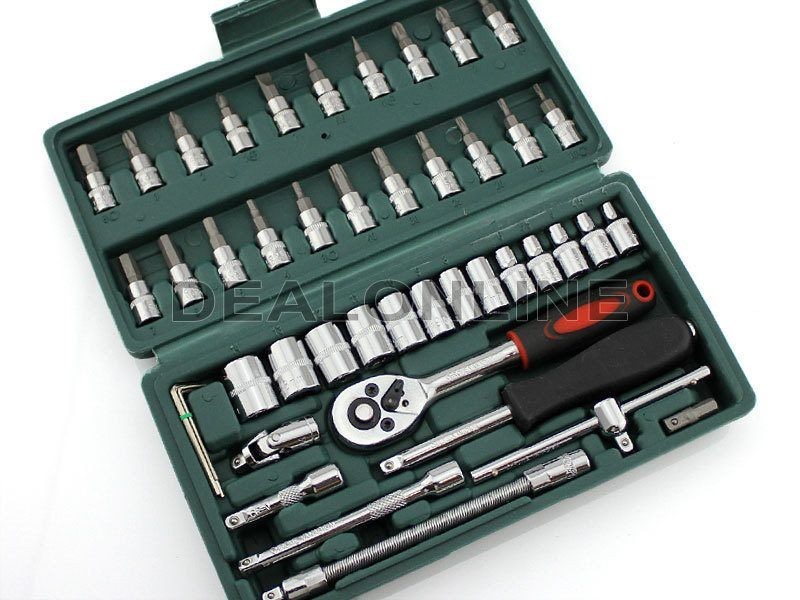 46-Piece Screwdriver Drive Socket & Bit Combination Auto Repairing & Household
