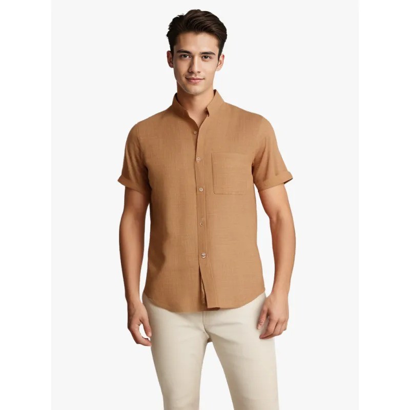 Solid-color Short-sleeved Lapel Shirt