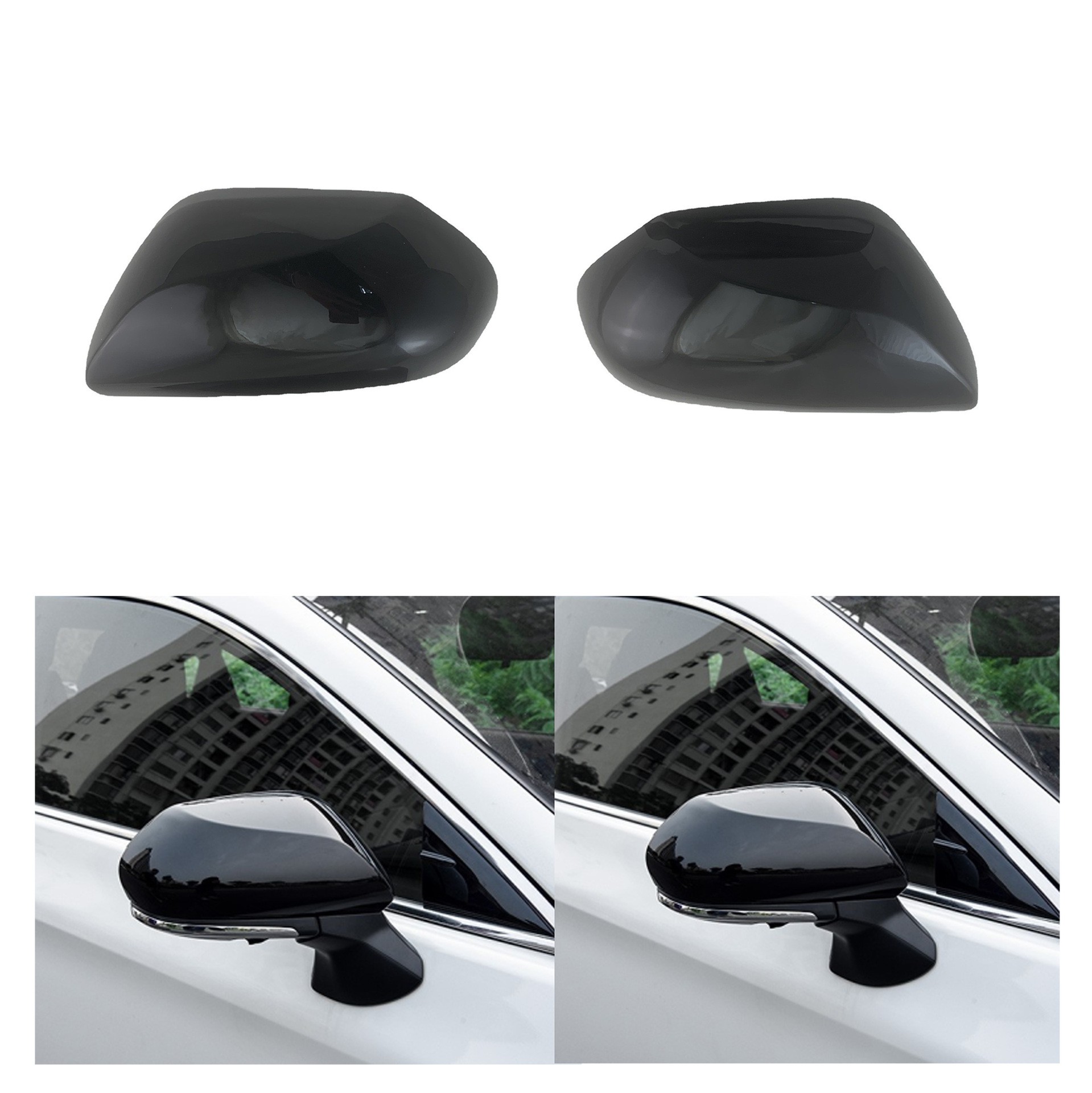 Bright Black Rear View Mirror Cover Car
