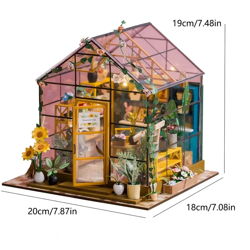 Three-dimensional Jigsaw Puzzle Assembly Model Wooden Dollhouse Kit Miniature Diy Small House Making Room Toys
