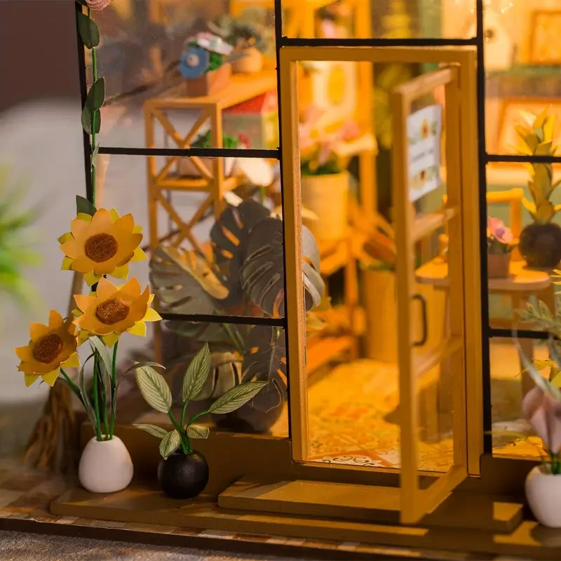 Three-dimensional Jigsaw Puzzle Assembly Model Wooden Dollhouse Kit Miniature Diy Small House Making Room Toys