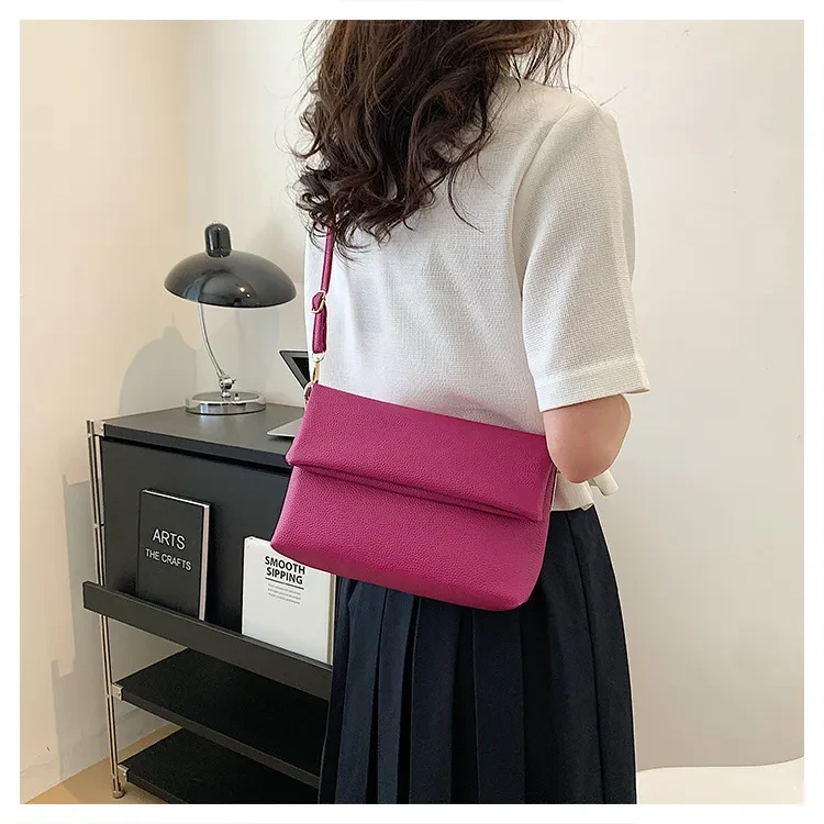 Solid Color French Stick Underarm Shoulder Crossbody Bag