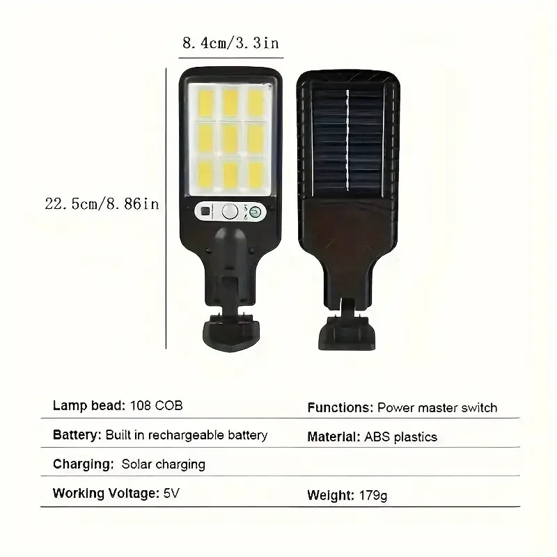 Remote Control, Adjustable Motion Sensor Solar Street Light, 8000W