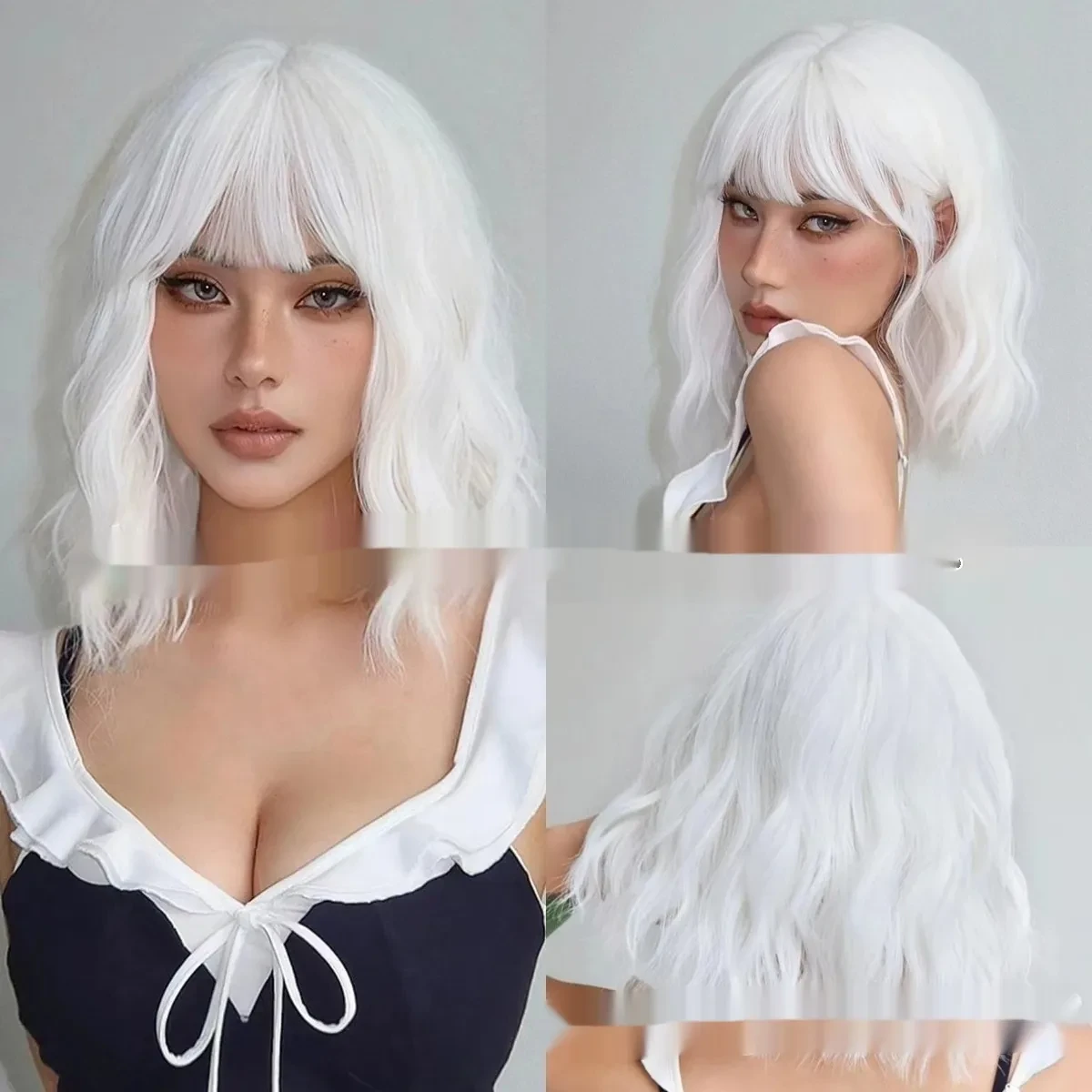 European And American Style Wig White Gold Color Short Curly Hair